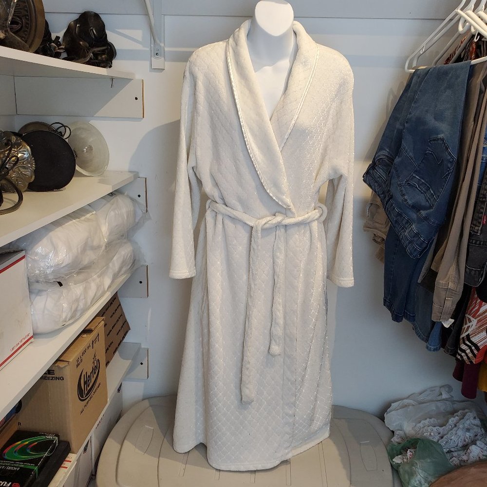 Coral Bay Womens Midi Bathrobe White Size L